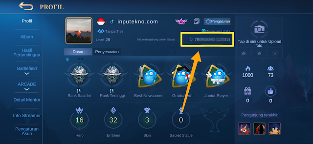 Dimana Letak User ID dan Zone ID Mobile Legends kita?
