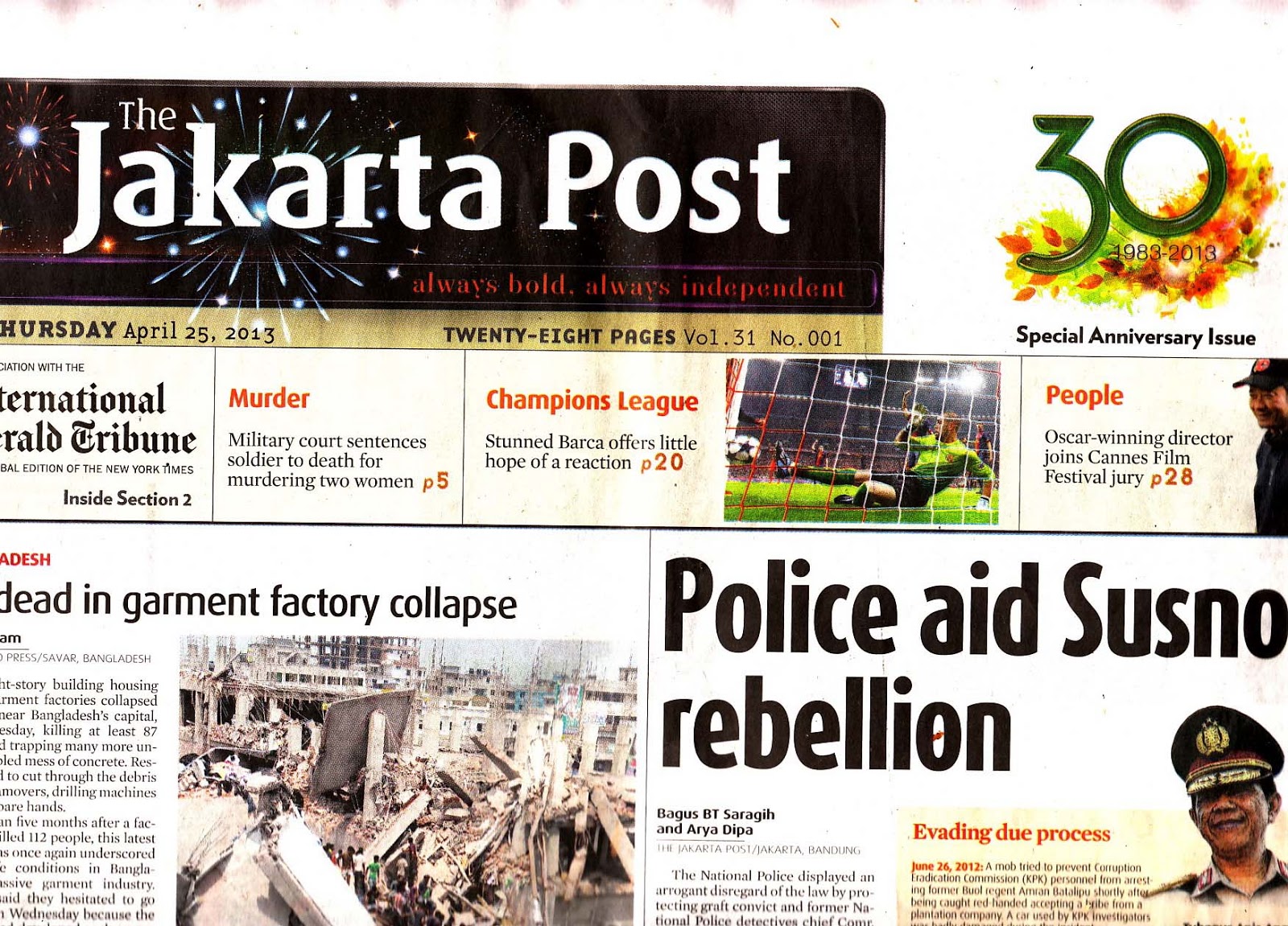 Koleksi K Atmojo 2 Koran The Jakarta Post  Tahun 2013