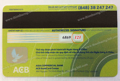 Mặt sau của Visa Prepaid 3 số 123 là CVV/CID