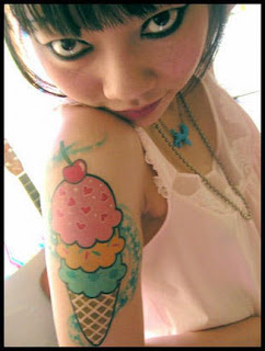 Ice Cream Tattoo Design on Girls Arms