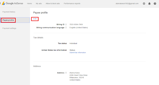 Cara mengubah nama dan alamat pembayaran Google AdSense