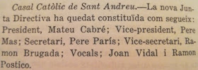 Nueva junta directiva de la sección de ajedrez del C.C. Sant Andreu en 1933