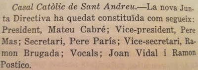 Nueva junta directiva de la sección de ajedrez del C.C. Sant Andreu en 1933