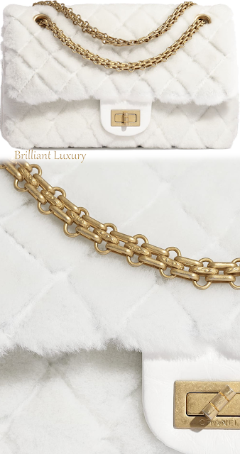 ♦Chanel white fluffy shearling lambskin aged calfskin bag #chanel #bag #white #rilliantluxury