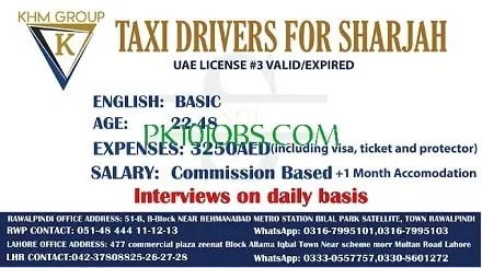 Taxi Driver Jobs 2022 in Sharjah - International Jobs 2022