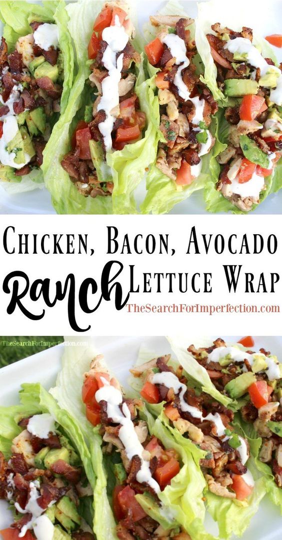 There’s something simple, flavorful, and fresh about these lettuce wraps. Even though there’s bacon in them, they taste light and fresh. My husband even said he felt like he was eating healthy. If you wanted to omit the bacon and the ranch, you could. But why would you ever omit bacon from anything! A yummy vinaigrette..