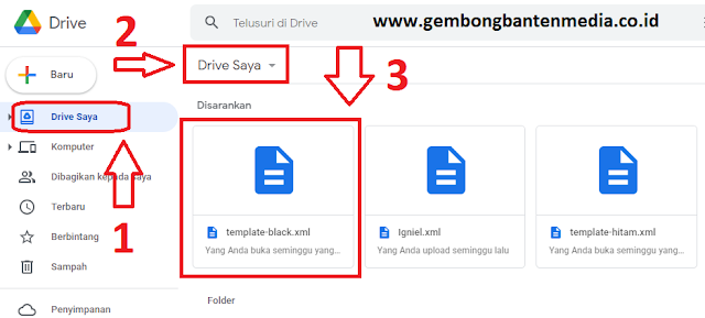 Memilih file yang akan di unduh dari akun google drive ke komputer