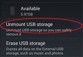 unmount usb storage from android