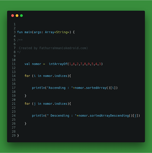 Code Program Mengurutkan Angka Kotlin