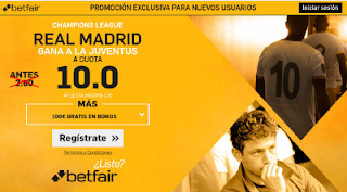 betfair supercuota 10 Real Madrid gana Juventus champions 3 junio