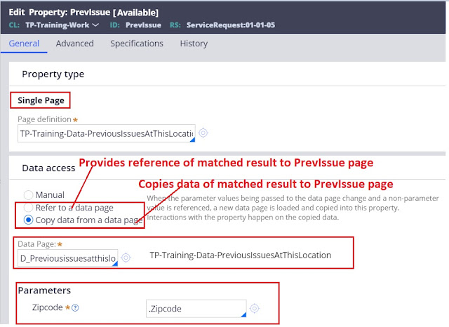 Passing parameters to data pages using a property