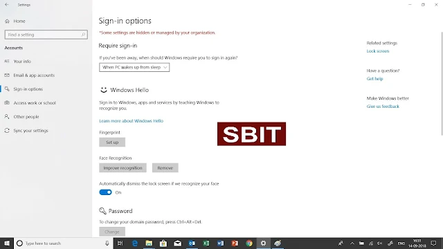 sign-in options windows 10, enable biometrics windows 10 domain