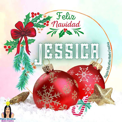 Solapín navideño del nombre Jessica para imprimir