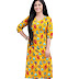 Hiva Trendz Women's Printed Crepe A-line Kurti_181 (Yellow)