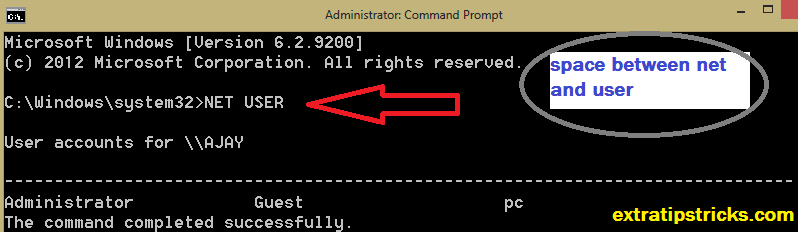 Changing Administrator Password using CMD(command prompt)