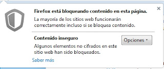 Indicación de que no todo el contenido viene de una fuente segura