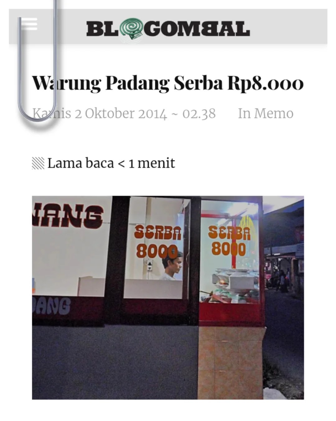Rumah makan masakan Minang Rp8.000 di Jalan Kodau, Kobek — Blogombal.com 
