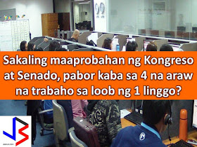 "Thank God it's Friday." A common phrase we hear from workers, especially when the weekend is approaching. We are excited to get rest on Saturday and Sundays to rejuvenate ourselves for Monday.  But, the five-day workweek may change if the House of Representative will approve the House Bill 5068.  This is after the House Committee on Labor and Employment passed the bill that will allow a four-day workweek by increasing the normal eight-hour workday to a 10 or 12-hour workday.