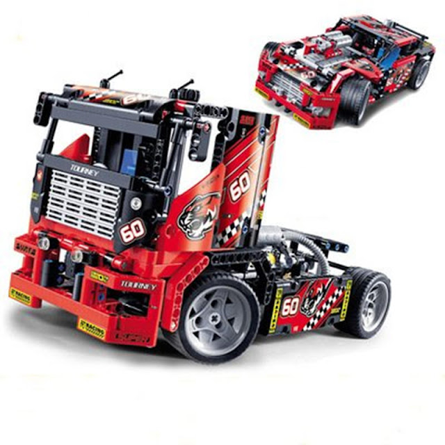 Decool 3360 608pcs Race Truck Car 2 In 1 Transformable Model Building Blocks Toys Sets DIY Toys 