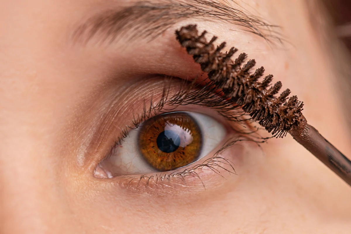 close-up shot of a brown female eye