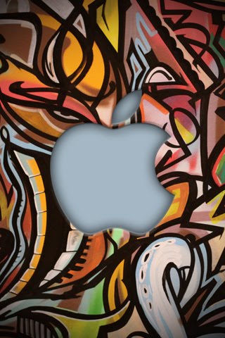 Graffiti mix with apple logo for iphone wallpapers.