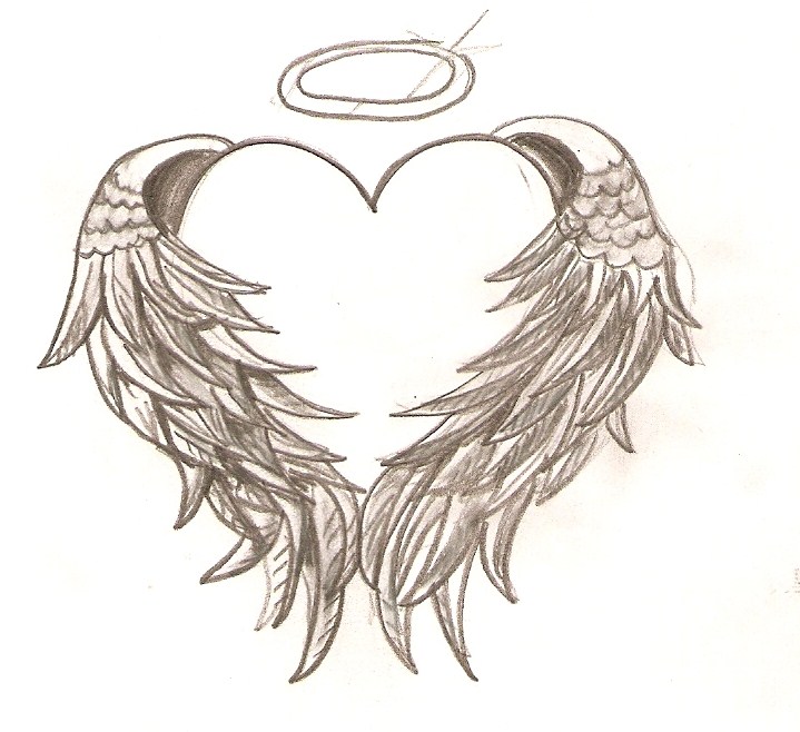 wing heart tattoos.