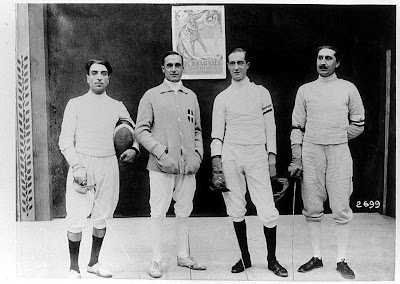 Nedo Nadi and Aldo Nadi with two teammates, Antwerp 1920