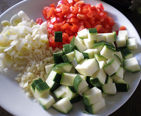 chopped vegetables zucchini capsicum garlic leek