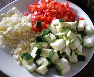 chopped vegetables zucchini capsicum garlic leek