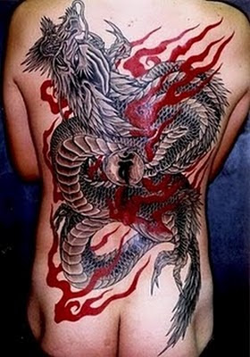 Backside Japanese dragon tattoo