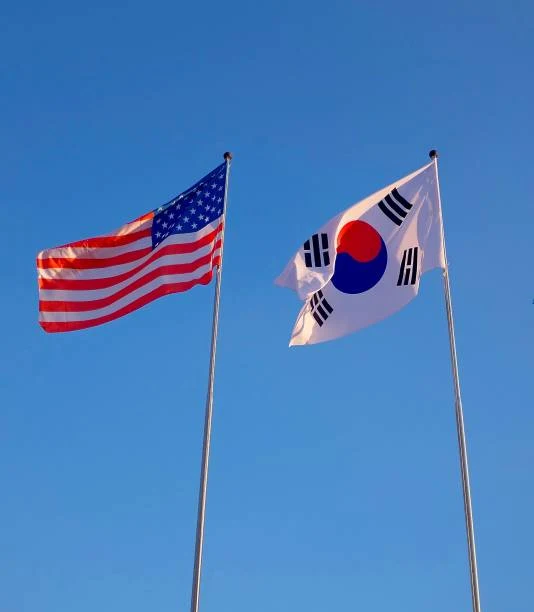 Flags of the United States and South Korea