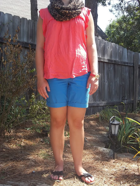 scarves in summer. coral, blue, leopard. capsule wardrobe