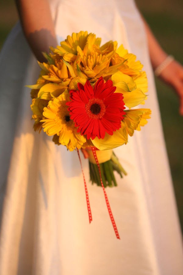 Wedding flowers in Red and Yellow