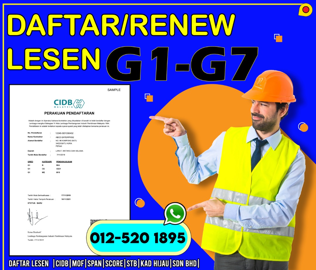LESEN MOF CIDB: DAFTAR & RENEW LESEN CIDB