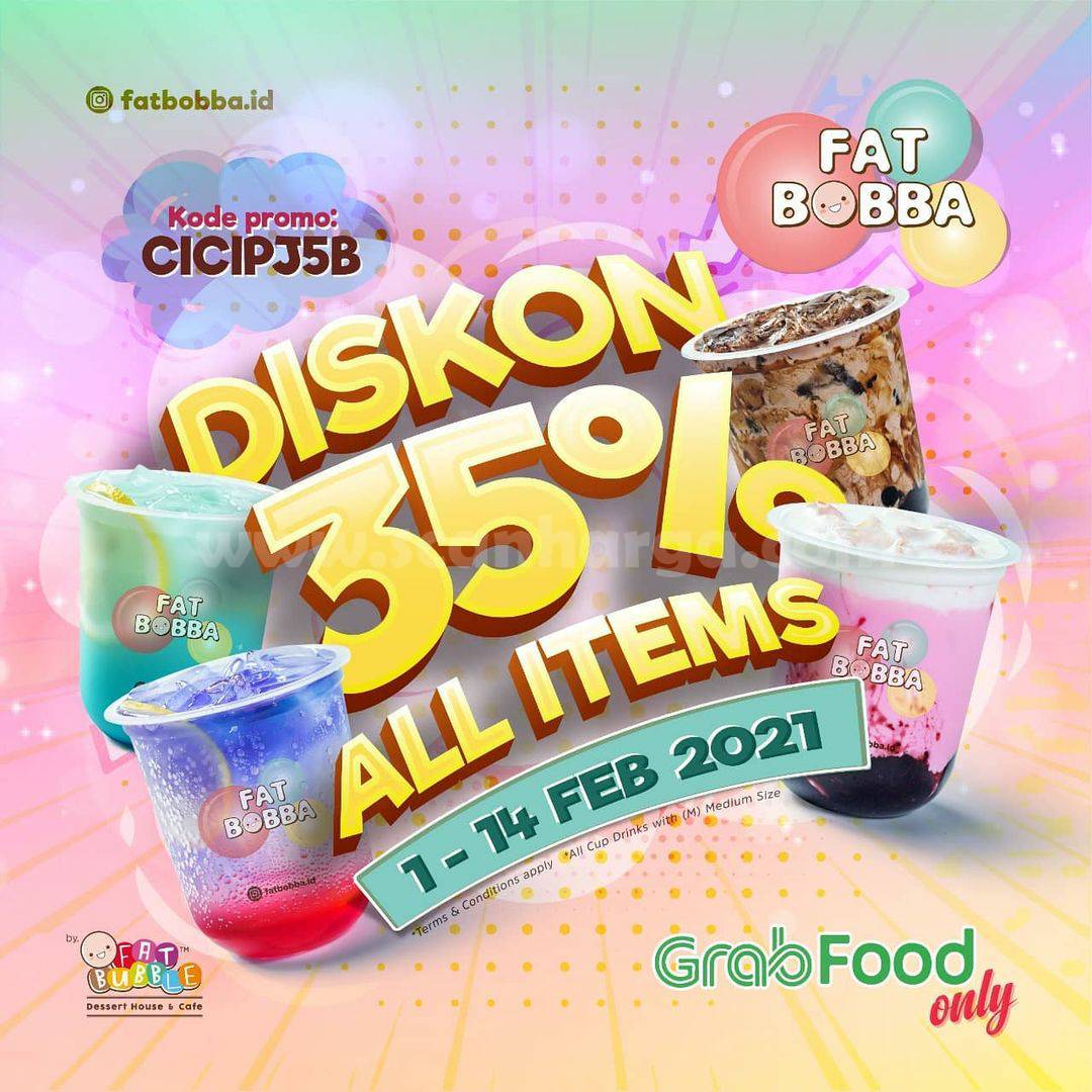 Promo FAT BOBBA GRABFOOD! Diskon 35% Semua Menu