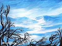 Ice Mountains and Twigs abstract acrylic painting by Artist Gemstar