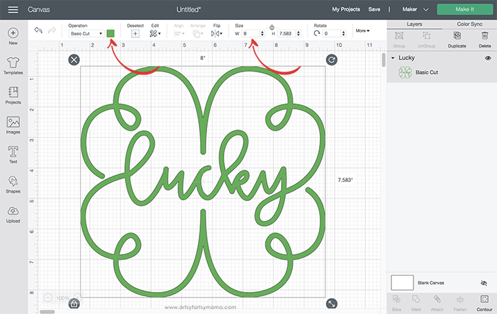 Lucky Cut File in Cricut Design Space