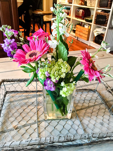 Trader Joe's floral bouquet as spring decor
