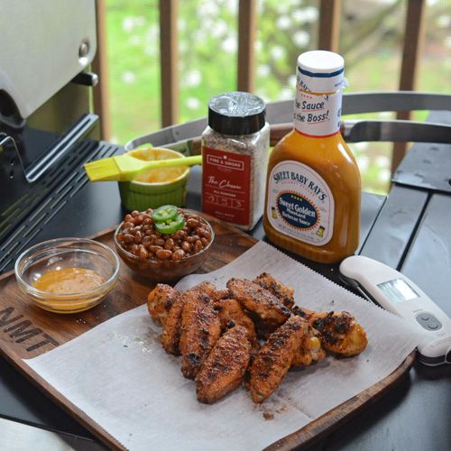 Grilling wings on the Char-Broil Cruise grill