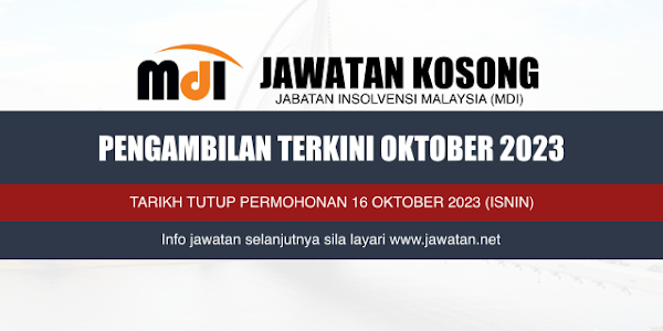 Jawatan Kosong Jabatan Insolvensi Malaysia (MDI) 2023