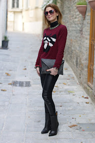 animal print sweater, raccoon sweater, Zara leggings, Iro shoes