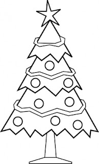 Christmas tree decorated with star and baubles coloring page for kids wallpaper