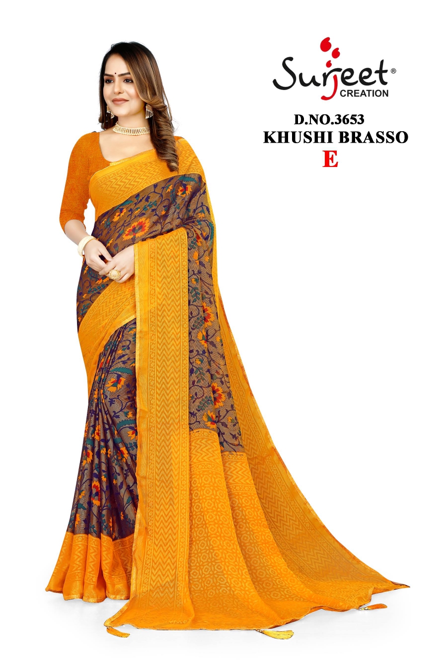 Surjeet Creation Khushi 3653 Branded Sarees Catalog Lowest Price