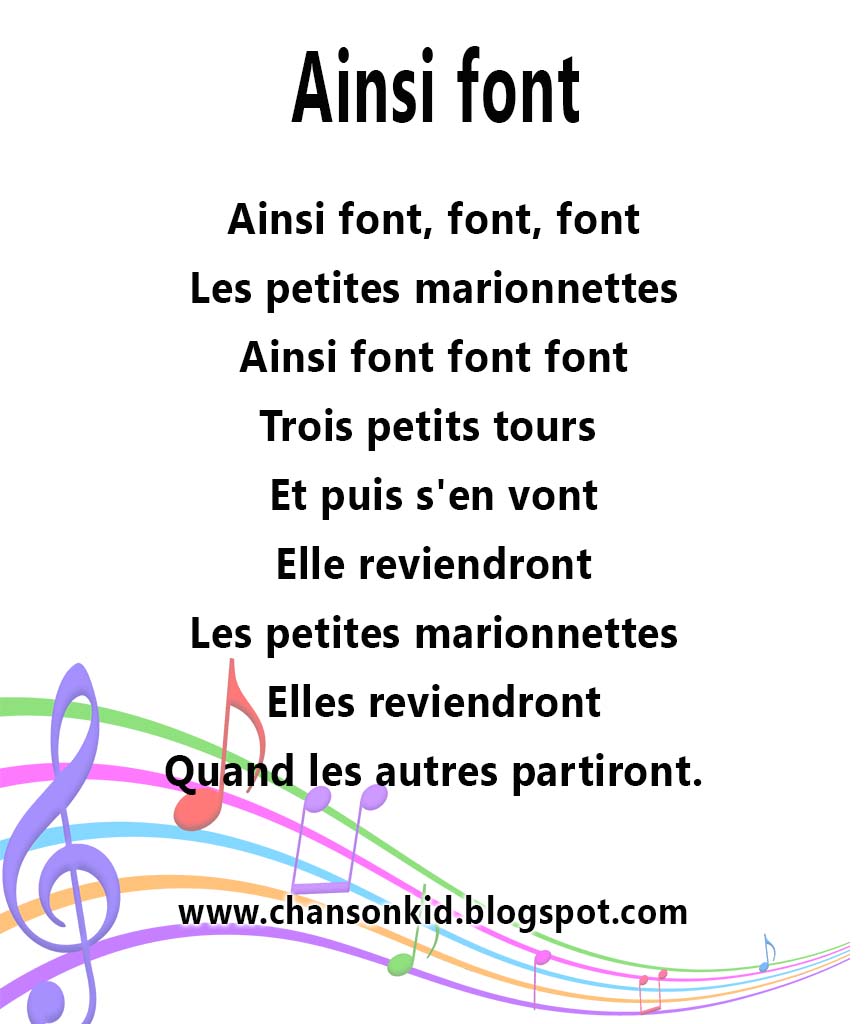 ainsi font chanson pour enfants