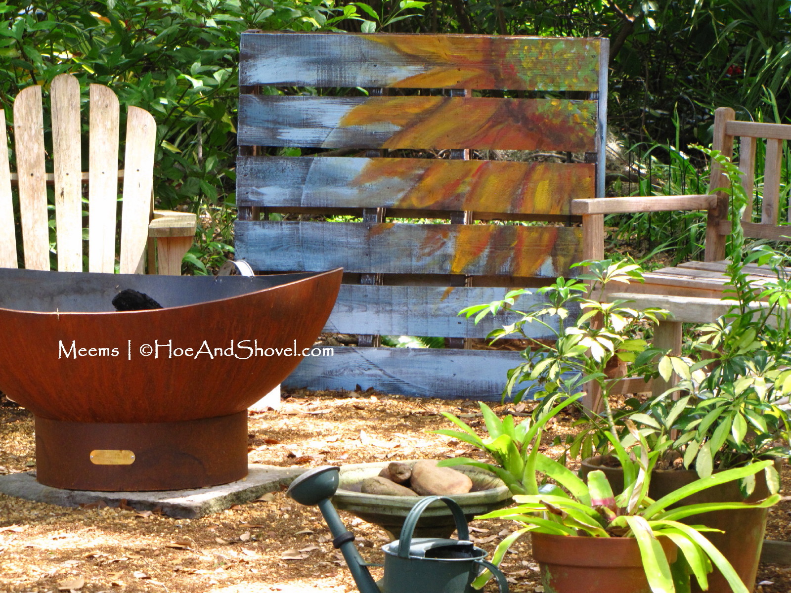 Hoe And Shovel Upcycled Wooden Pallet Garden Art