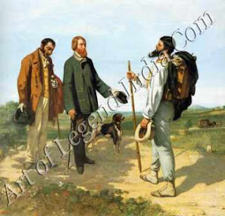 The Great Artist Gustave Courbet Painting “The Meeting or Bonjour, Monsieur Courbet” 1854-50 ¾" X 58 ¾” Musée Fabre, Montpellier, 