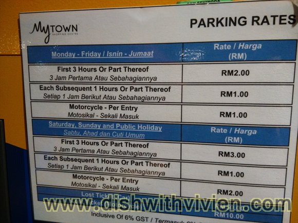 Parking Rate In Kuala Lumpur Mytown Shopping Mall Parking Rate
