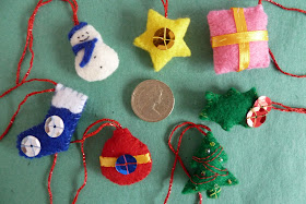 Tiny felt Christmas decorations