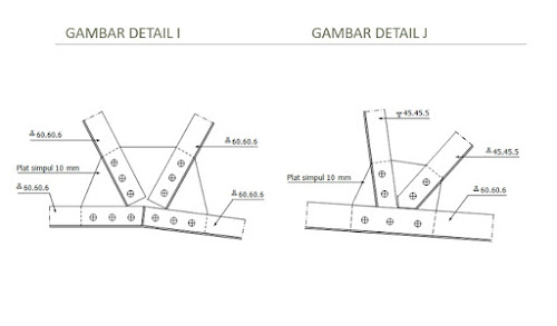 contoh detail kuda-kuda baja dengan gording baja profil