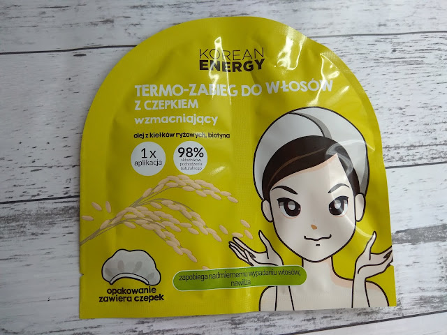 Korean Energy - Wzmacniający termo-zabieg do włosów z czepkiem - Olej z kiełków ryżowych, biotyna